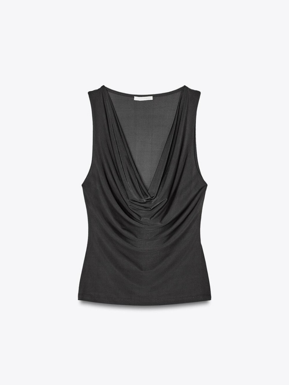 Zara Black Draped Cowl Neck Tank Top